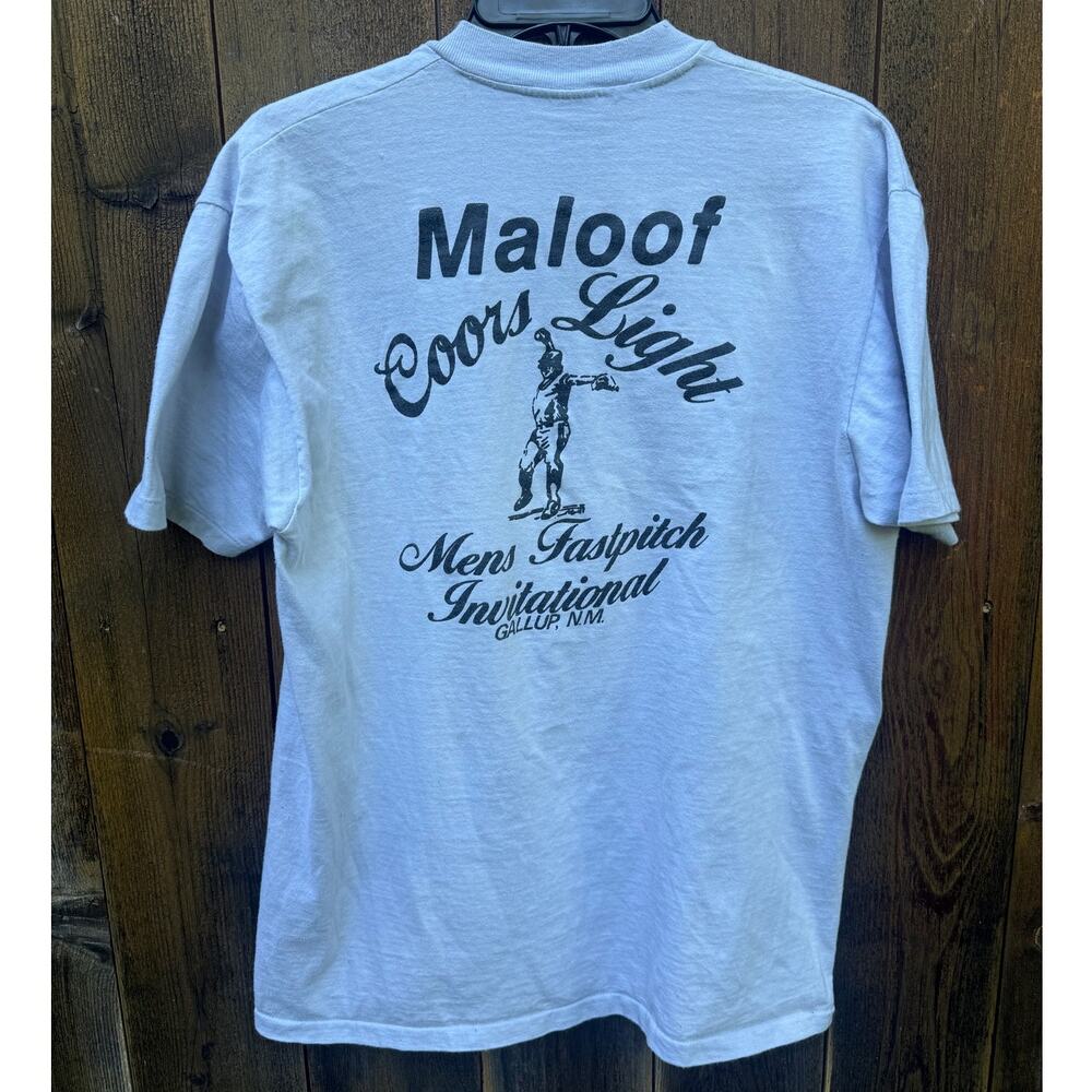 Vintage Coors Light Maloof Mens Fastpitch Shirt Gray Medium Gallup NM - Picture 2 of 10